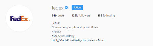 Fedex, onbrand, website, instagram, brand