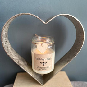 candle in love heart frame